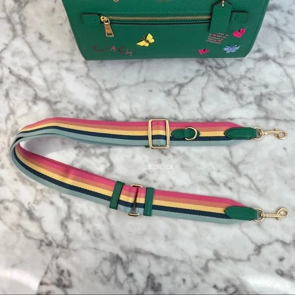 Coach Rowan Satchel With Diary Embroidery Green Multi - Picture 12 of 14